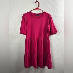 Sanctuary Women’s Sz XS Sunday Stroll Tiered Knit T-Shirt Dress Bright Rose Pink